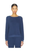 Eberjey Cozy Time Crew Neck Pullover In Blue