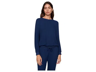 Eberjey Cozy Time Crew Neck Pullover In Blue