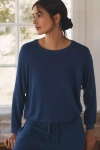 Eberjey Cozy Time Crew-neck Pullover Sweatshirt In Blue