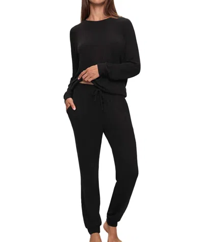 Eberjey Cozy Time Mid Rise Jogger In Black