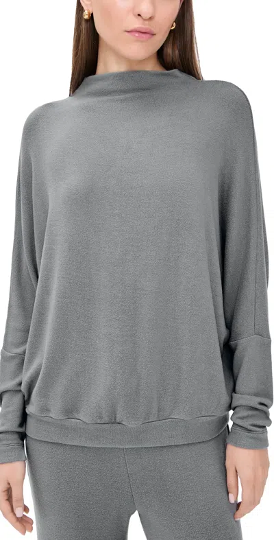 Eberjey Cozy Time Mock Neck Pullover Lead In Gray