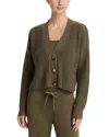 Eberjey Waffle Knit Crop Cardigan In Green
