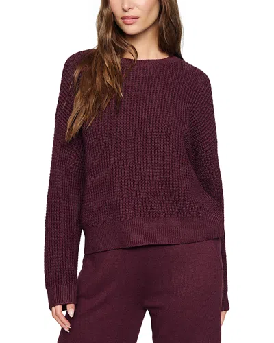 Eberjey Cropped Crewneck Sweater In Burgundy
