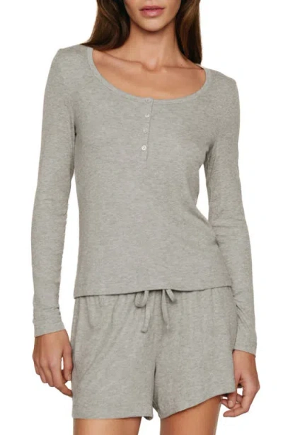 Eberjey Dream Rib Long Sleeve Pajama Henley In Gray
