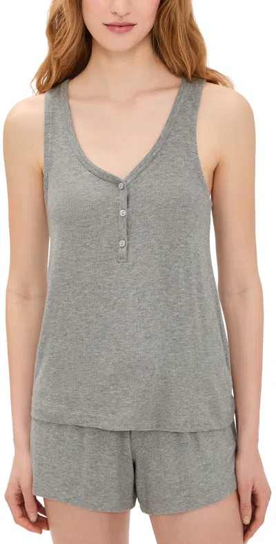 Eberjey Dream Rib V Neck Tank Dark Heather Grey In Gray