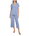 Eberjey Gisele Long Pajama Set In Laveder/ivory