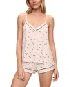 Eberjey Fiona Double V Cami And Short Pyjama Set In Little Heart Sorbet