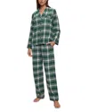 Eberjey Flannel Long Pj Set Tartan Plaid Forest Green In Tartain Plaid
