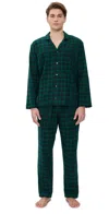 Eberjey Flannel Long Pj Set Blackwatch Tartan Rainforest In Green