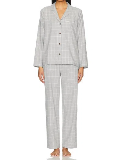 Eberjey Flannel Long Pj Set In Winter Check Heather Grey In Wintercheck Heather Grey