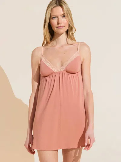 Eberjey Flora Nightgown Chemise In Rouge Pink/rose In Beige