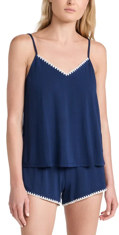 Eberjey Frida Whipstitch Tencel Cami Pajama Set In Navy/ivory