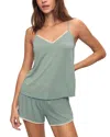 Eberjey Frida Cami And Shorts Pj Set Eucalyptus/ivory In Eucalyptus/ivory