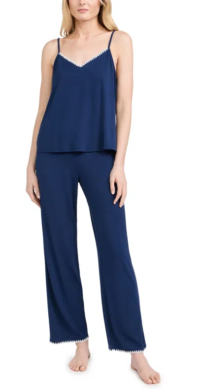 Eberjey Womens Navy/ivory Frida Whip-stitch Modal-jersey Pyjama Set Xs