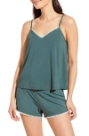 Eberjey Frida The Whip Stitch Cami And Shorts Set Agave/ivory In Agave/ Ivory