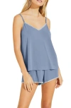 Eberjey Frida Cami & Shorts Pajama Set In Wedgewood Blue/ Ivory
