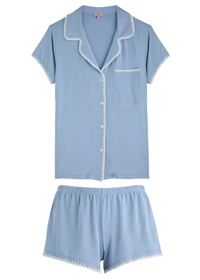 Eberjey Frida Jersey Pyjama Set In Blue And White