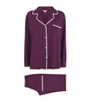 Eberjey Frida Whipstitch Long Pajama Set In Purple