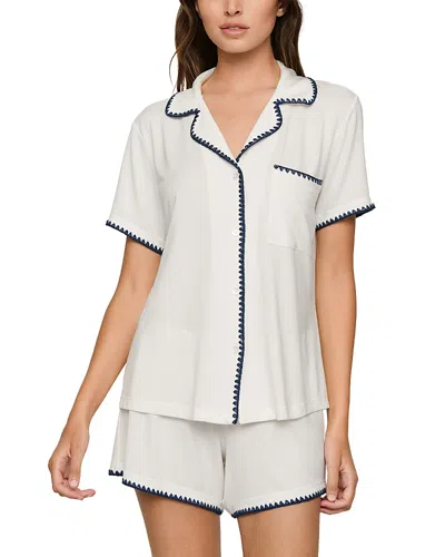Eberjey Frida Relaxed Shorts Pajama Set In Ivory/navy