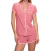 Eberjey Frida Short Pj Set In Sunkissed Coral In Sunkissed Coral/ivory