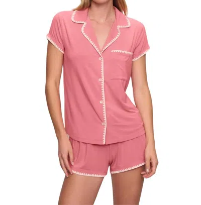 Eberjey Frida Short Pj Set In Sunkissed Coral In Sunkissed Coral/ivory