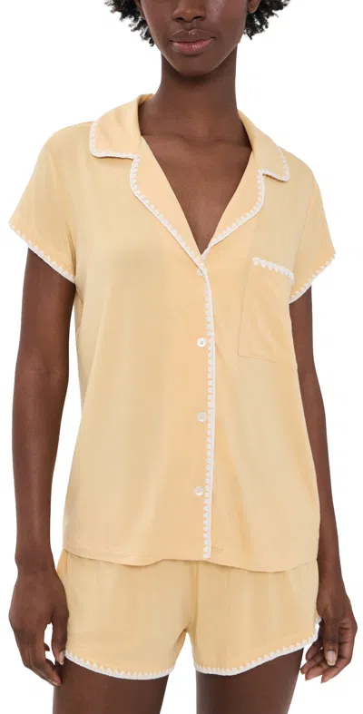 Eberjey Frida Shortie Pajama Set Sunbeam/ivory In Yellow