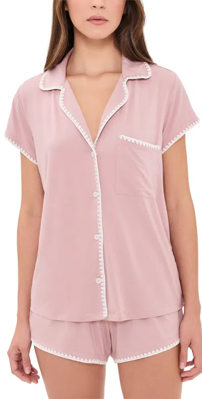 Eberjey Frida Shortie Pajama Set Woodrose/ivory In Pink