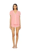 Eberjey Gisele Relaxed Short Pj Set In Sunkissed Coral & Ivory
