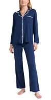 Eberjey + Net Sustain Frida Whipstitched Stretch-modal Jersey Pajama Set In Navy/ivory