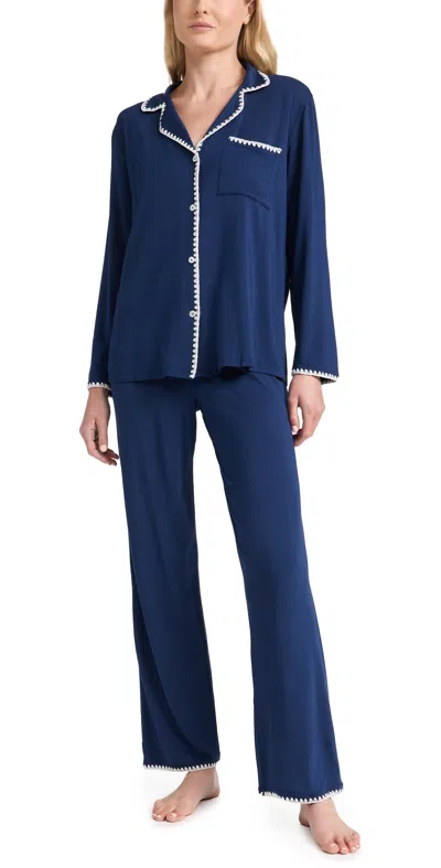 EBERJEY FRIDA THE WHIP STITCH PJ SET NAVY/IVORY