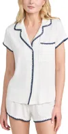 Eberjey Frida Relaxed Short Pajamas In Ivory/navy