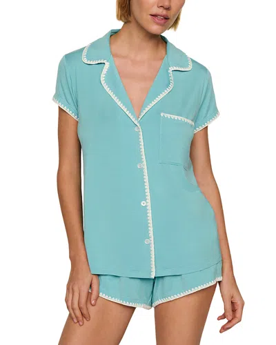 Eberjey Frida Whipstitch Short Pajama Set In Blue