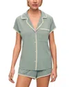Eberjey Gisele Relaxed Pajama Short Set In Eucalyptus/ivory