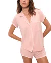 Eberjey Gisele Jersey Knit Shorty Pajamas In Pink/ivory