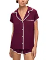 Eberjey Whipstitch Jersey Short Pajamas In Plum/ivory