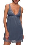 Eberjey Georgina Lace Accent Chemise In Peppercorn