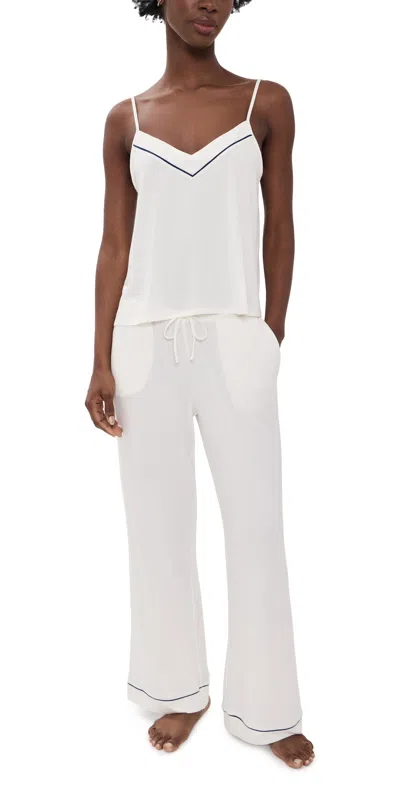 Eberjey Gisele Cami & Pants Pajama Set Ivory/navy In White