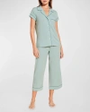 Eberjey Gisele Cropped Two-piece Jersey Pajama Set In Surf Spray Agave