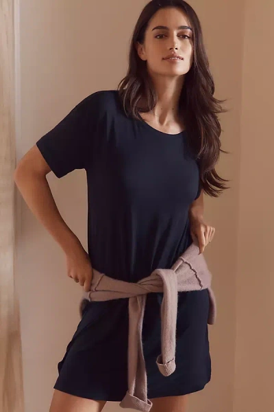 Eberjey Gisele Everyday Short-sleeve Pajama Sleepshirt In Black