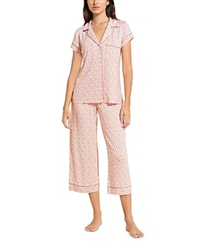 Eberjey Gisele Floral Print Capri Pyjama Trousers Set In Double Diamond Rougue