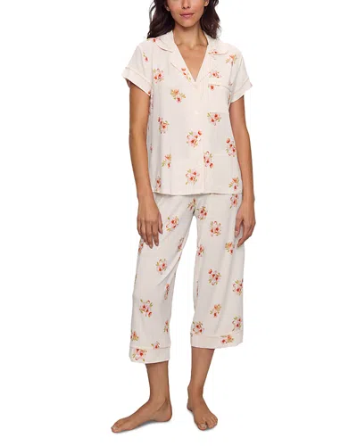 Eberjey Gisele Floral Print Capri Pajama Pants Set In Floral Bloom/vanilla Cream