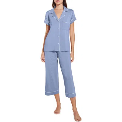 Eberjey Gisele Jersey Knit Crop Pyjamas In Blue