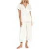 Eberjey Gisele Jersey Knit Crop Pajamas In White/ Ice Blue