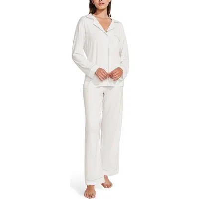 Eberjey Gisele Jersey Knit Pajamas In Pure Ivory/navy