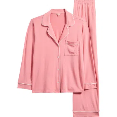 Eberjey Gisele Jersey Knit Pajamas In Sunkissed Coral/ivory
