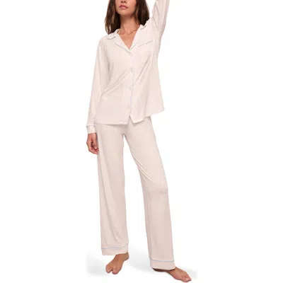 Eberjey Gisele Jersey Knit Pajamas In White/ice Blue