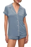 Eberjey Gisele Jersey Knit Shorty Pajamas In Faded Denim/ivory