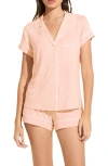Eberjey Gisele Jersey Knit Shorty Pajamas In Petal Pink/ Ivory