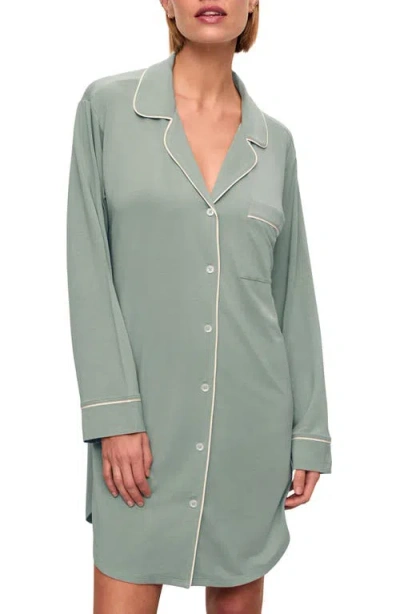 Eberjey Gisele Jersey Knit Sleep Shirt In Eucalyptus/ivory