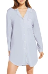 Eberjey Gisele Jersey Knit Sleep Shirt In Ice Blue/ivory